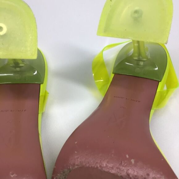 Amina Muaddi Holli Slingback Heels Yellow PVC Pointed Toe Women’s EU 38 - Picture 12 of 16